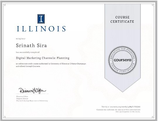 Coursera Digital Marketing course